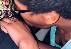 I watch the nerd swallow my big black cock