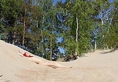 naked redhead in public outdoor reality setting