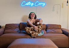 sara monroe chats while friend stretches her tight area