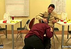 Gays suck and fuck at office work