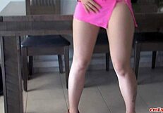 Emily18 Wears Pink Skirt In Sexy Dress Scene