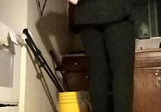 Petite girl works out with big natural tits and ass