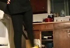 Petite girl works out with big natural tits and ass