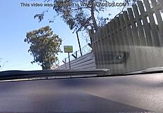 she's naked in front of the gremio arena, showing off her big tits for voyeur eyes