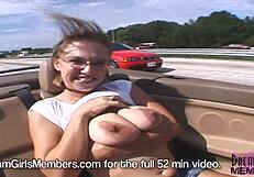 Skylar flashes her big natural tits and nipples outdoors in Florida