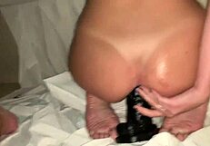 Amateur Girl Anal Fucking Her Ass With Black Dildo Toy