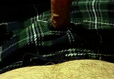 Boldly masturbate in pants, leading to intense cumshot
