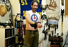 Gay amateur man dressed up in cosplay entices with amateur solo masturbation