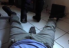 friend worships feet in bikini