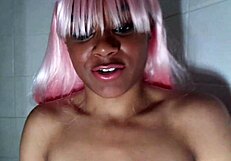 Racial Humiliation Race Play with Black Bitch First Timer Sucking Banana in Food Scene