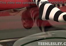 teen lesley teases with solo masturbation in stockings