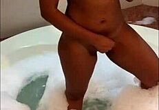 i watch the ebony babe twerk her big ass wet in the bathtub while masturbating