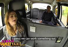 big black cock stretches tight holes in fake taxi