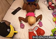 why is sheisnovember getting viciously nailed doggystyle by stepdads friend bending her big ass over her tiny 18+ pussy in pov