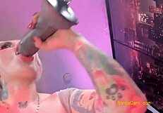 busty milf squirts from anal fucking on webcam