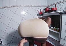 The hot wife says, Forget cooking, I want to suck and fuck my husband's big cock.