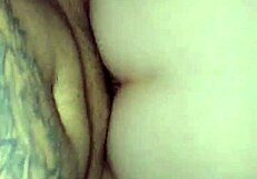 Watch this tattooed couple doggystyle with cum!