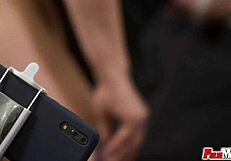 Hey, check this chesty milf banging that selfie stick hard!