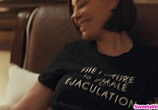 Hot redhead gets ass licked by brunette lesbian partner