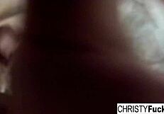 Behind the scenes in the makeup room bath with sexy Christy Mack, showcasing her big tits and tattoos