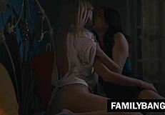 Shyla Jennings and Kenna James share a passionate orgasmic night as step sisters, licking vaginas and fingering to climax.