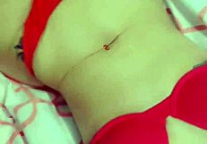 Pretty Latina Babe Shows Off Ass in Red Bikini