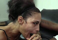 Latina teen takes rough big black cock deepthroat blowjob