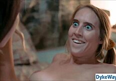 Two Nerds Lick MILF's Pussy In Lesbian Action.