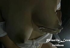 i feel intense pleasure as my latina brunette neighbor takes my cum