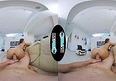 Bath creeper fills up step sister in VR POV