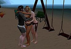 Watch This Wild Threesome And Orgy On The Beach!