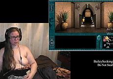 Naked Brunette Scarlet's Big Tits Hand Play Part 4