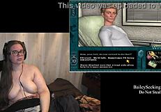 Naked Brunette Scarlet's Big Tits Hand Play Part 4