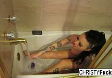 Watch Christy Mack masturbate in the bath!