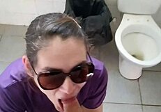Sex In Public Bathroom Almost Caught!