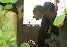 Lesbian couple craves to share a hard cock in bed