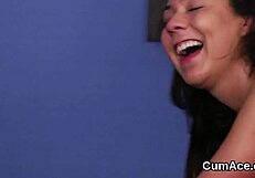 model participates in extreme cum swallowing session