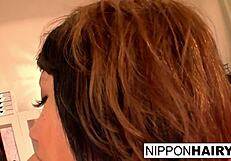 The brunette asian girl masturbates while her guy fingers her pussy, leading to a powerful squirt and cumshot.