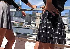 Two Amateur Girls Get Soaking Wet On Balcony