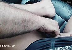 driver fingers wife's pussy during ride pov