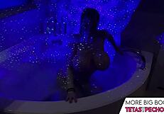 blue big tits relaxing in the bath tub