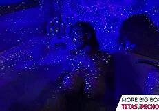 blue big tits relaxing in the bath tub