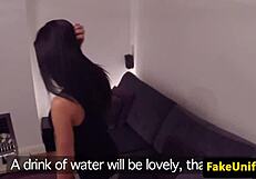 Wow, that British milf rides a cop's cock publicly outdoors with fake tits!