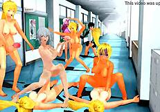 Having wild sex in the hallway while dancing to music with futanari hentai vibes.