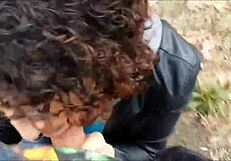 amateur couple enjoys private outdoor sucking session