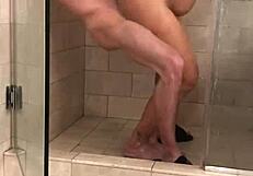I'm fucking this sexy blonde in the shower