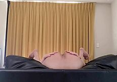 asian shemale with big tits plays her ass solo.