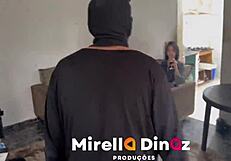 Oh wow, the masked shemale attacked Julia with big black cock bareback inside the house. Crossdressing gay action intensifies.