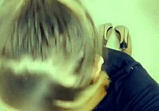 Oh wow, this sexy shemale on her knees loves sucking that big cock so much!