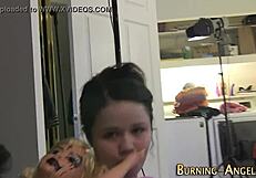 Oh, That Pretty Emo Babe Is Rubbing Her Muff In Lingerie Backstage!